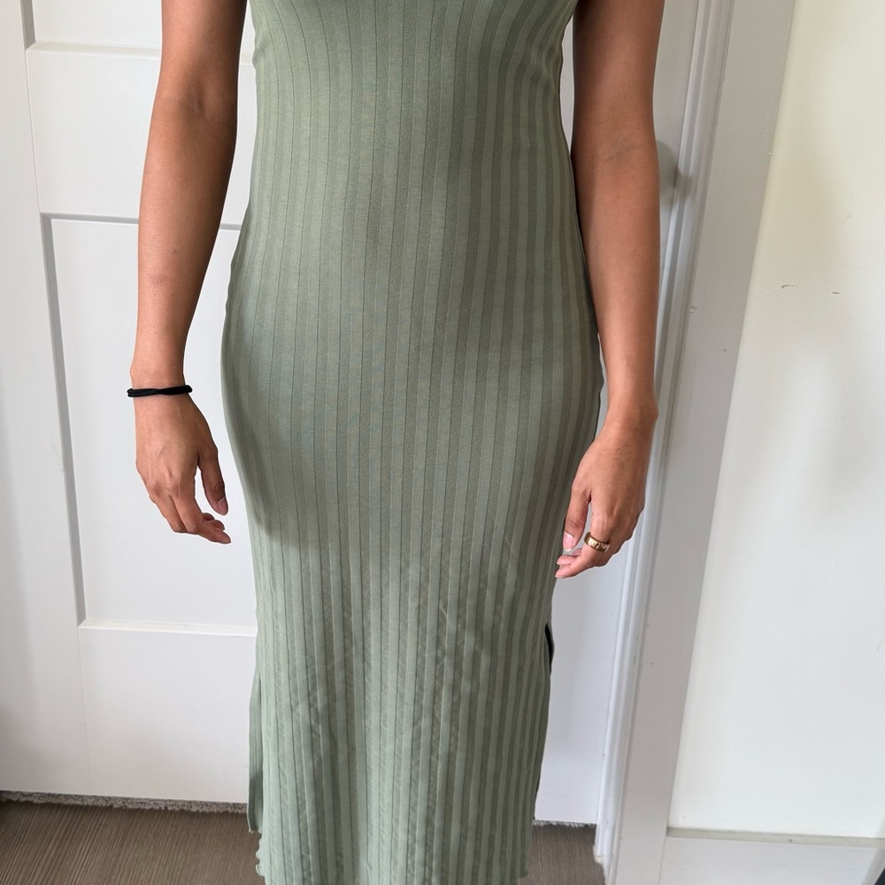 Aerie Green Ribbed Dress